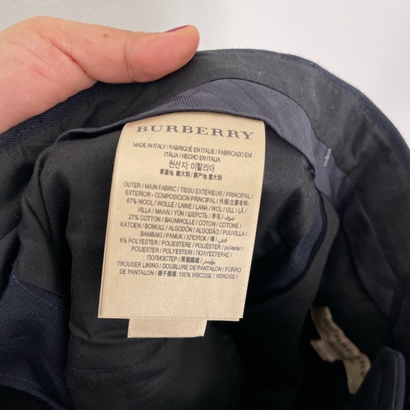 BURBERRY Men’s Wool Navy Blue Trousers/Pants With Side Stripe Sz Small NWOT - Picture 9 of 10